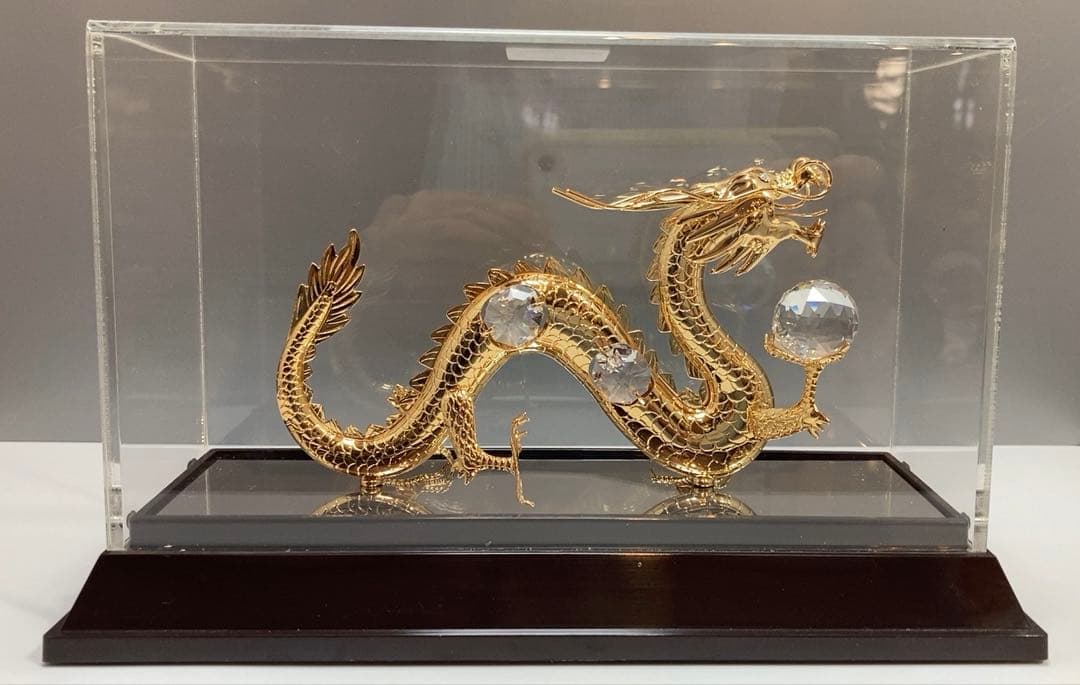フワロフスキー　祥龍　クリスタルガラス　ゴールドドラゴン Swarovski置物