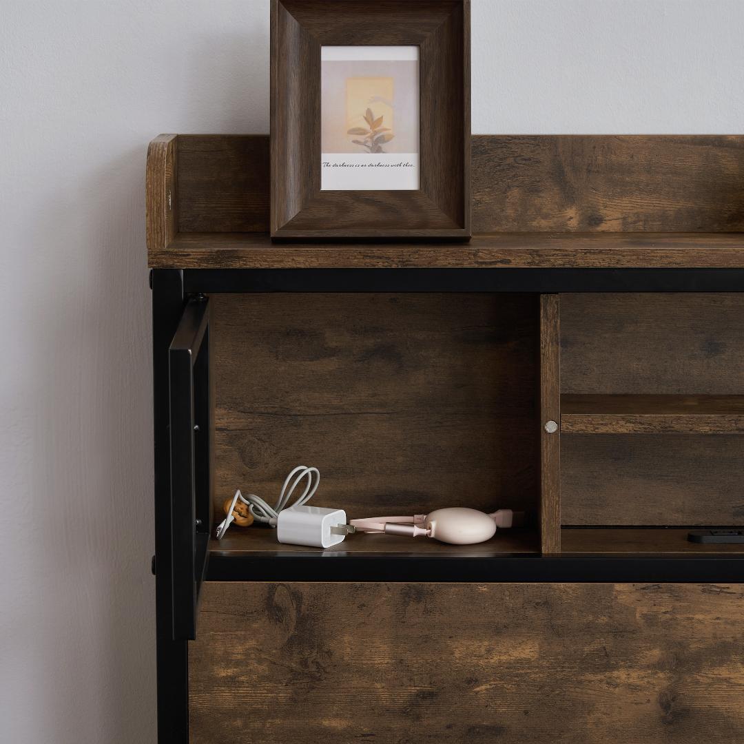 D ベッドフレーム ダブル ダブルベッド パイプベッド コンセント付き 宮付き