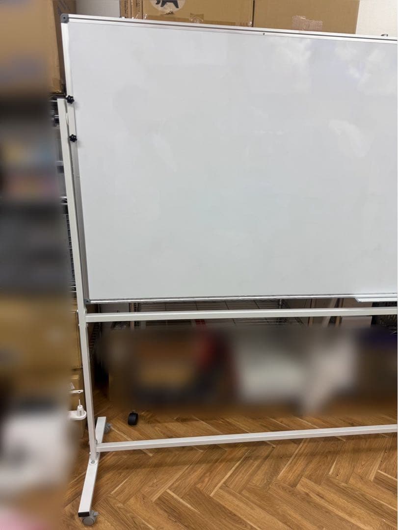 【現地取引限定】ホワイトボード　180×90 両面仕様　キャスター付　回転式