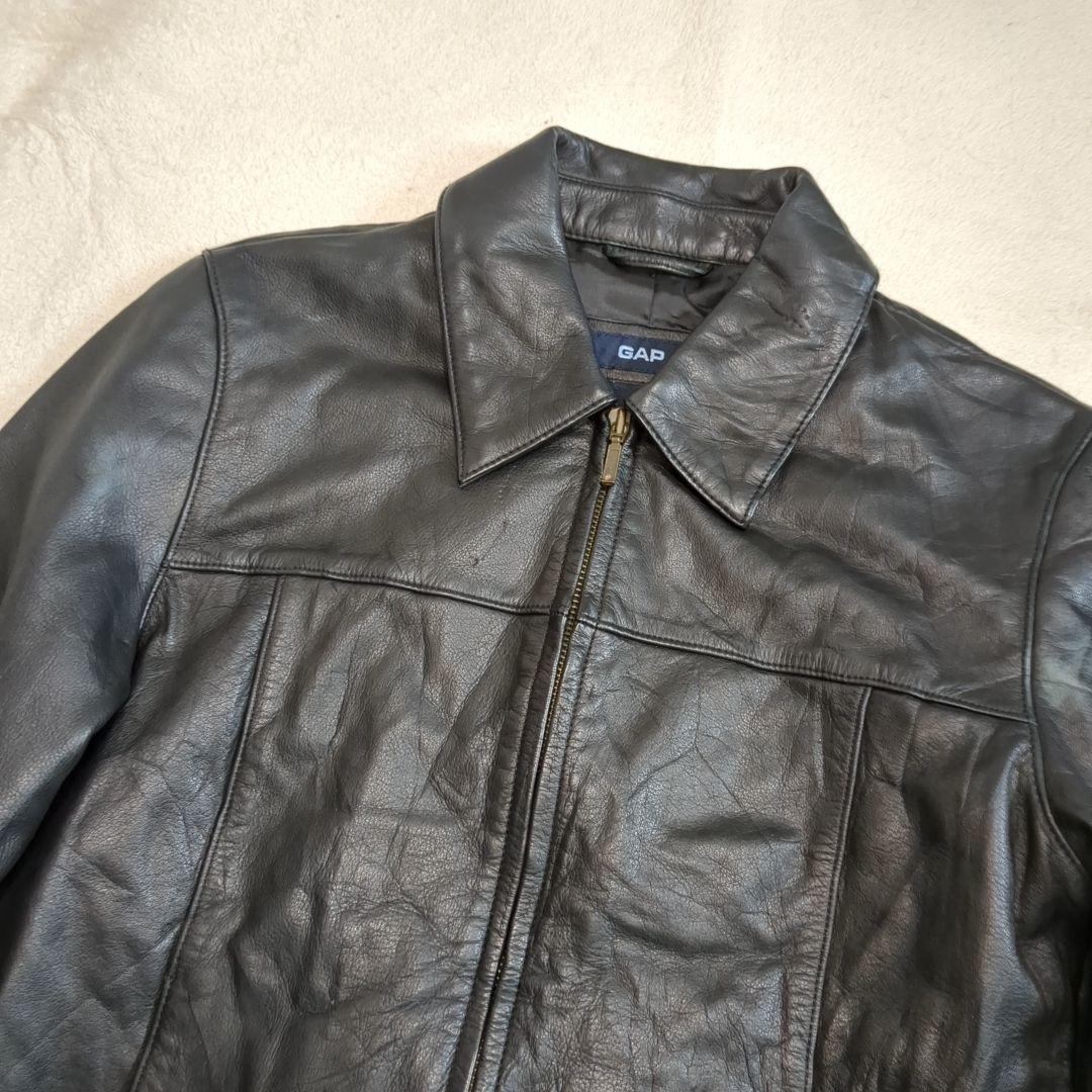 美品 オールドギャップ 牛革 レザージャケット ブラック ライダース