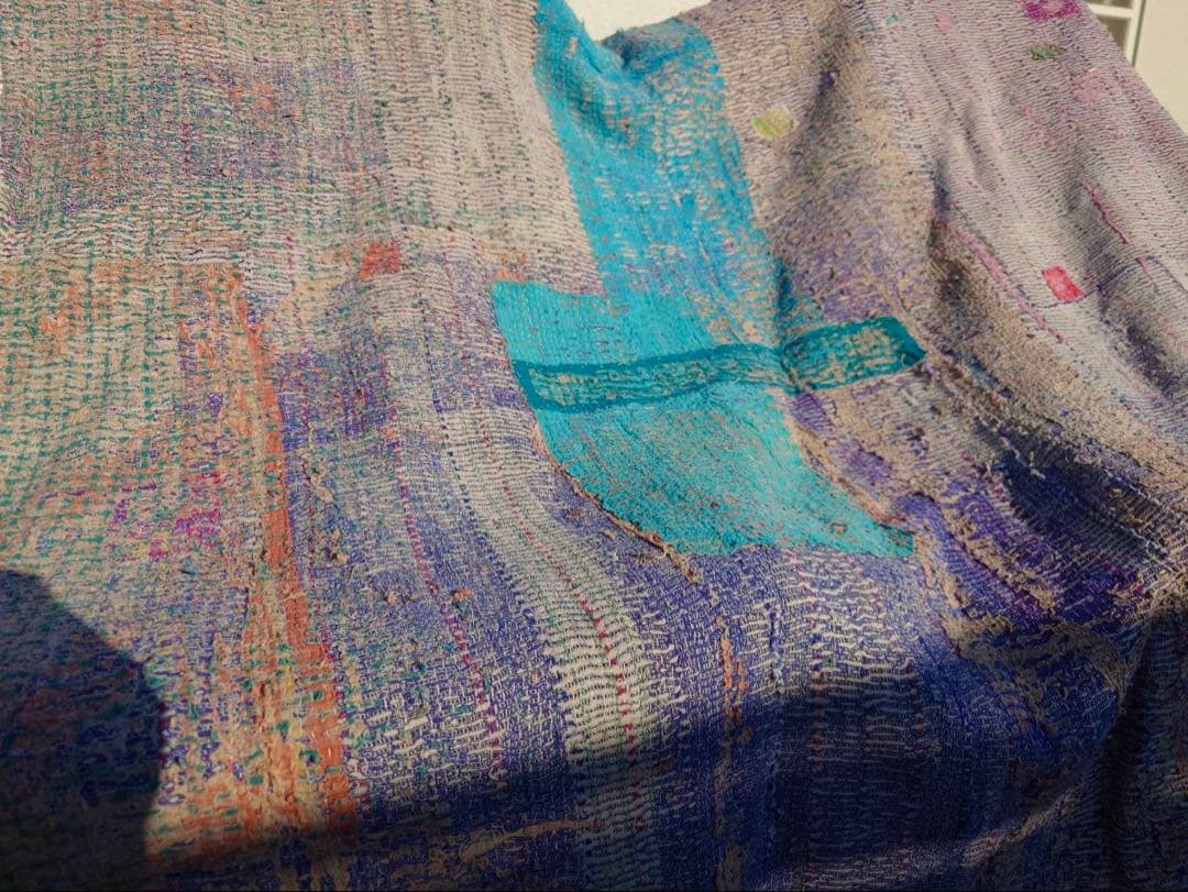 インド　ヴィンテージ　ラリーキルト カンタ　キルト　マルチカバー　ラグ