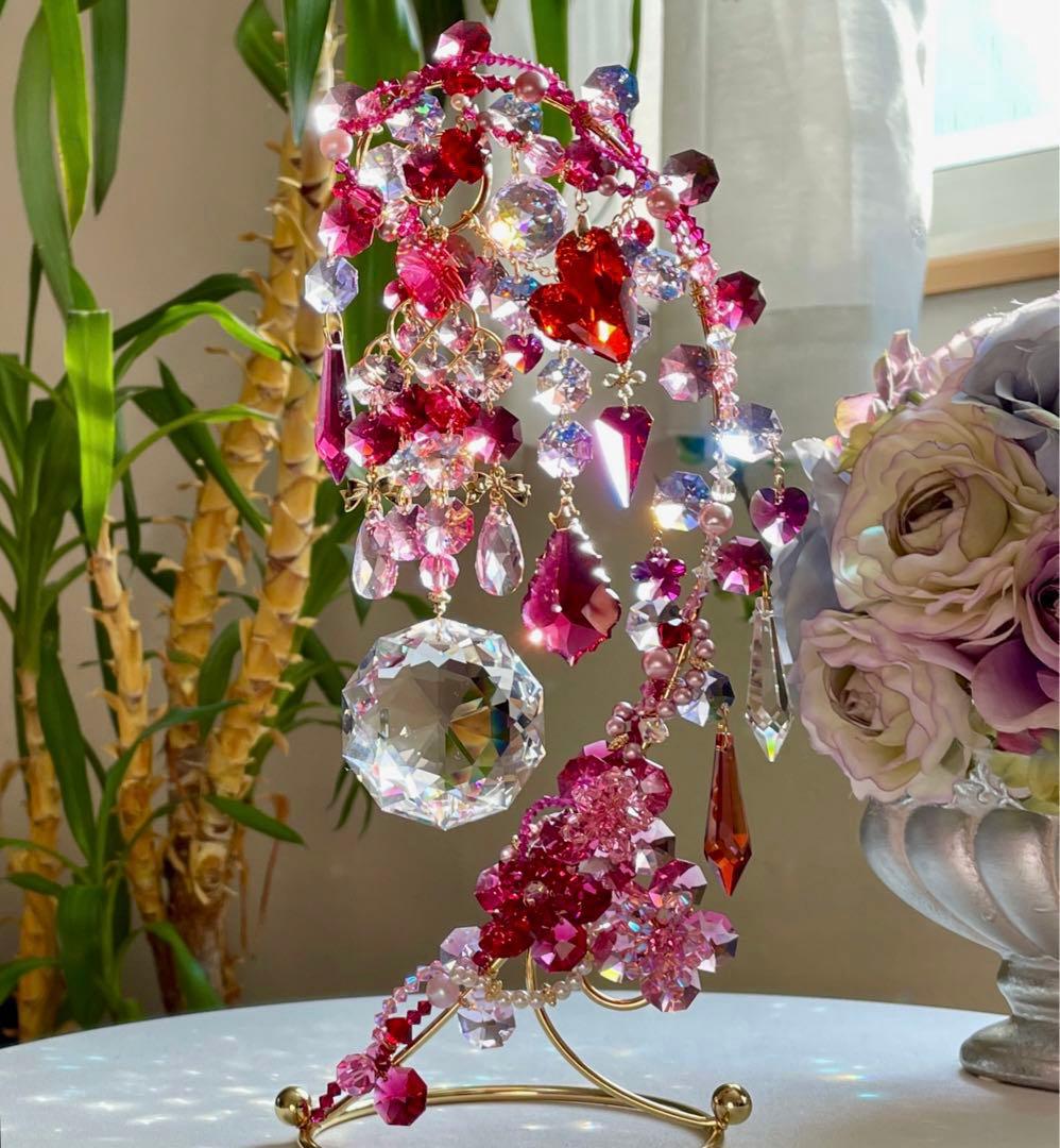 サンキャッチャー スワロフスキー ダリア50mm クリスタル