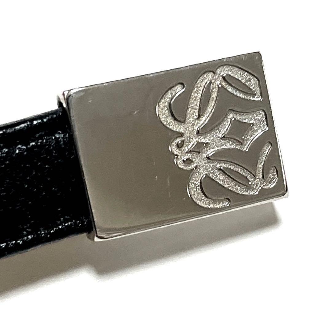 美品❗️LOEWE ロエベ アナグラム スリムベルト ブラック レザー 細ベルト