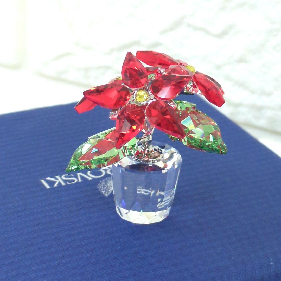 スワロフスキー ポインセチ 置物 ラインストーン 【極美品】