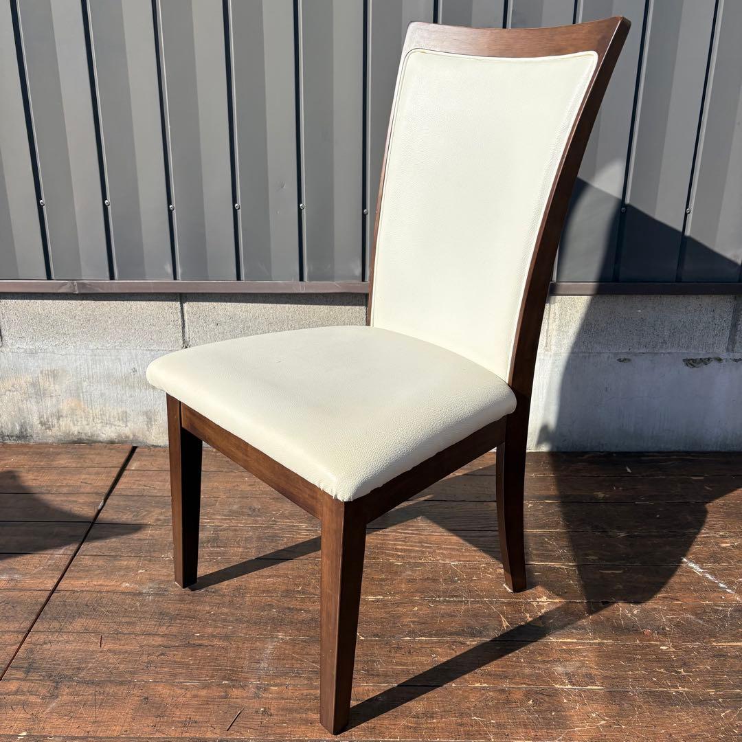 ②ニトリ ダイニングチェア DC LAGOON 合皮ホワイト×ブラウン 食卓椅子