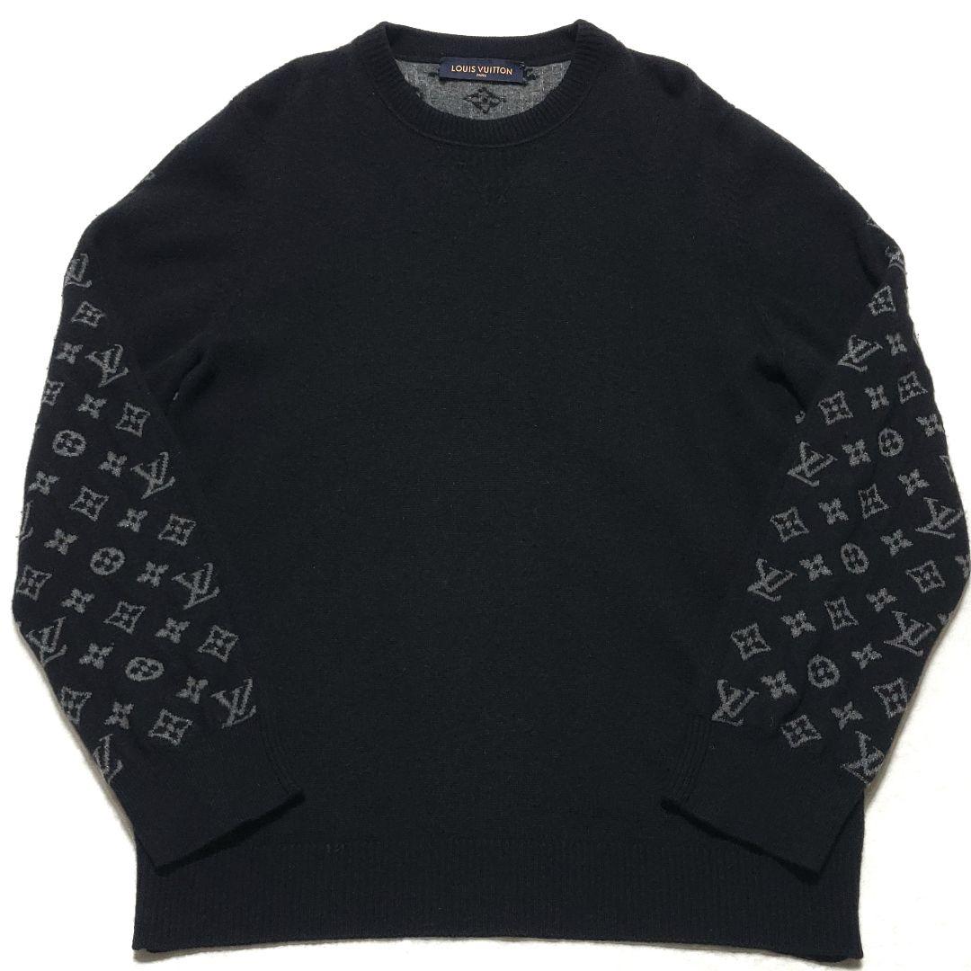 極美品 ルイヴィトン　カシミヤ ニット セーター ハーフ&ハーフ モノグラム 黒