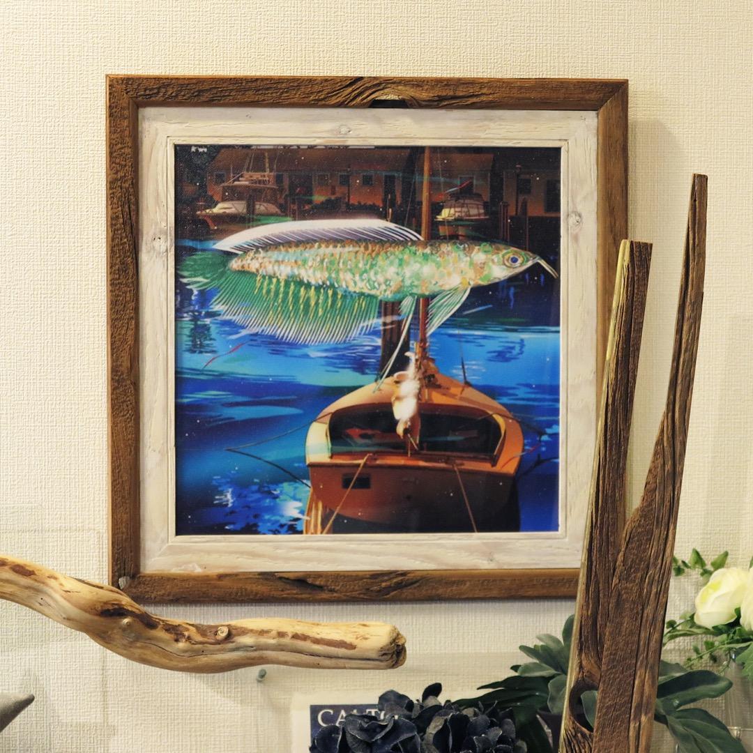 鈴木英人の作品「キーボードフィッシュ」の木製額装