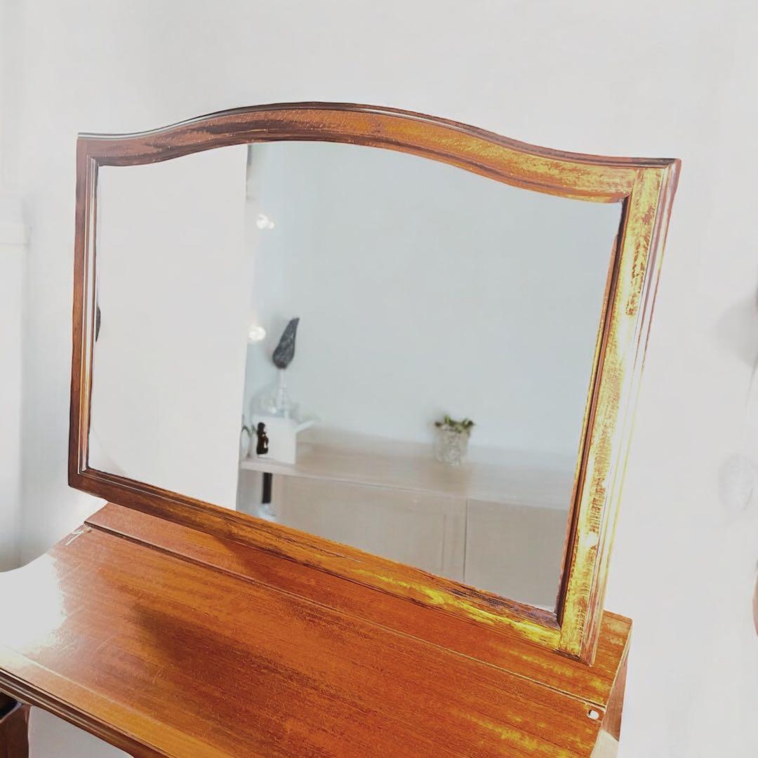 HR602 【レトロ】　カリモク　ドレッサー　鏡台　モケット