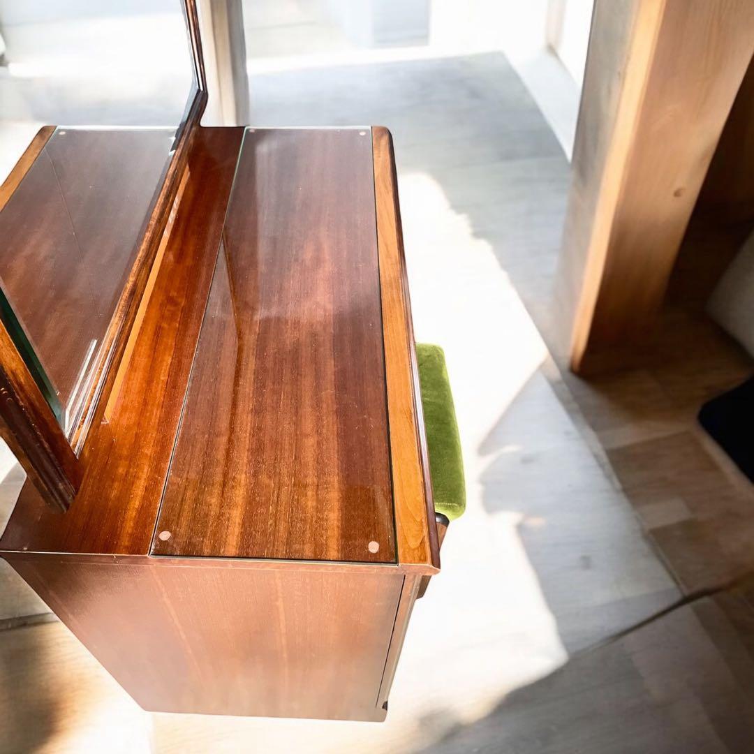 HR602 【レトロ】　カリモク　ドレッサー　鏡台　モケット