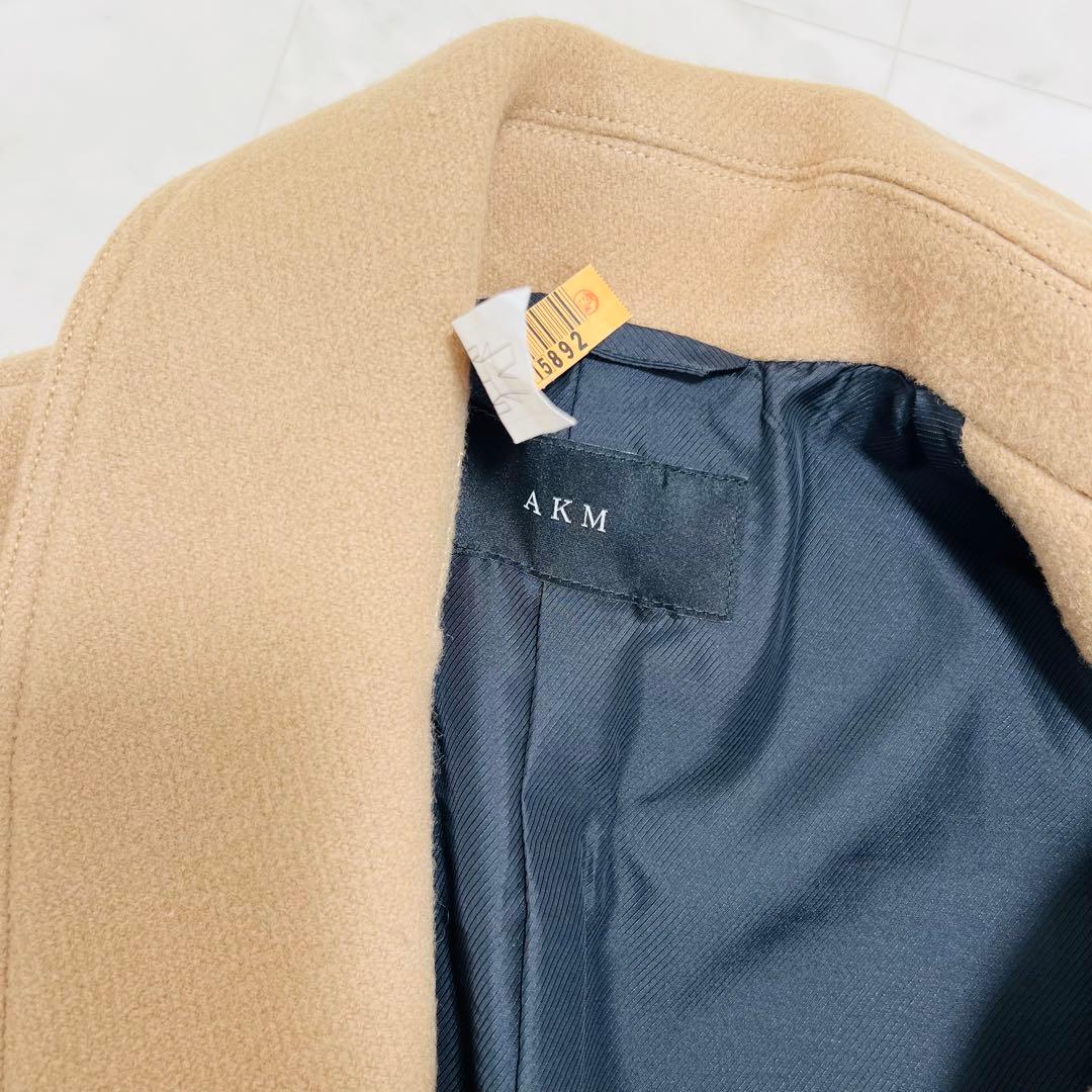 AKMエーケーエム　ダブルブレストメルトンコート　Pコート　ベージュウール