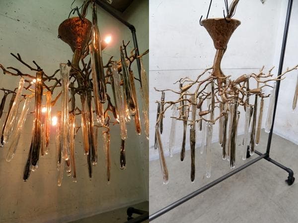 貴重■Serip社製■マリオ・J・ピレス■ブロンズ×クリスタル■シャンデリア■