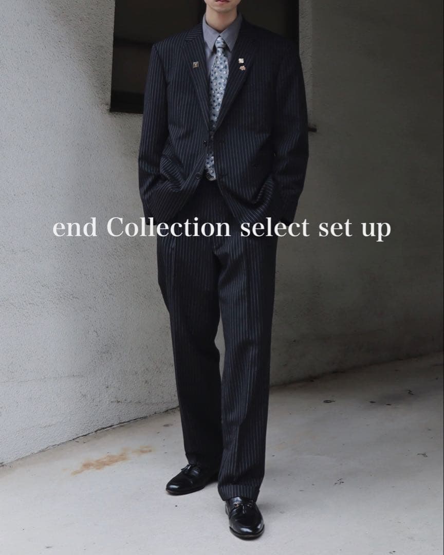 90s 黒×灰色 セットアップ シャツ ネクタイ ピンズ付 成人式 入学 卒業式