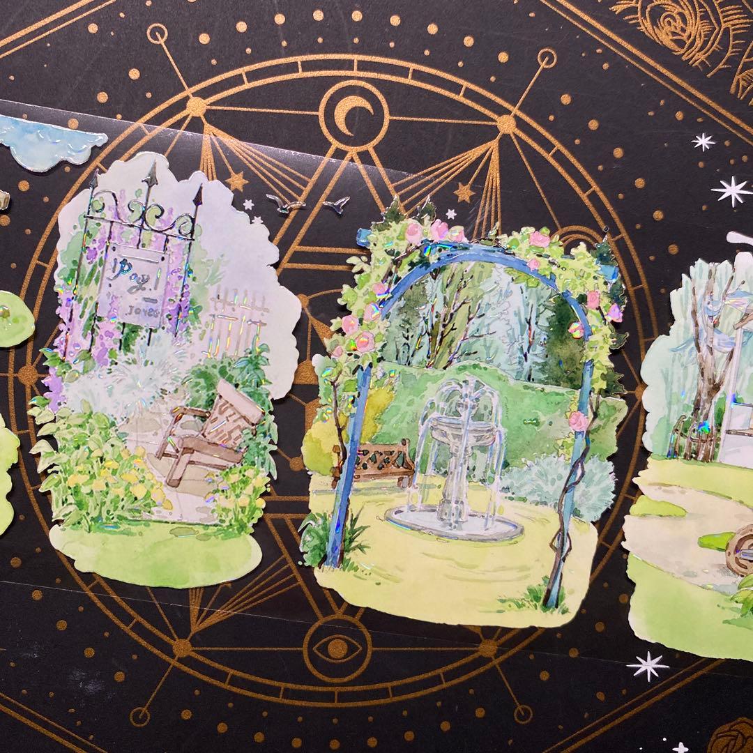 【9159】海外　中古巻貝殻光マスキングテープ　小屋　ガーデン　生活　背景装飾系