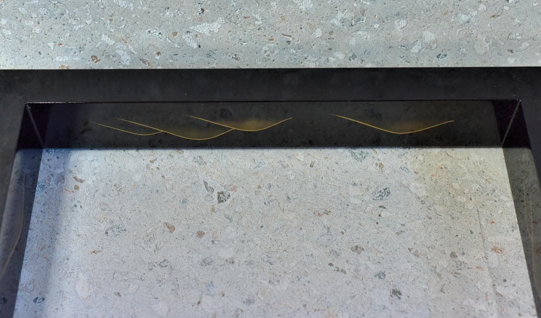 真塗蒔絵炉縁，柿合わせ炉縁2個セット　囲炉裏、共箱