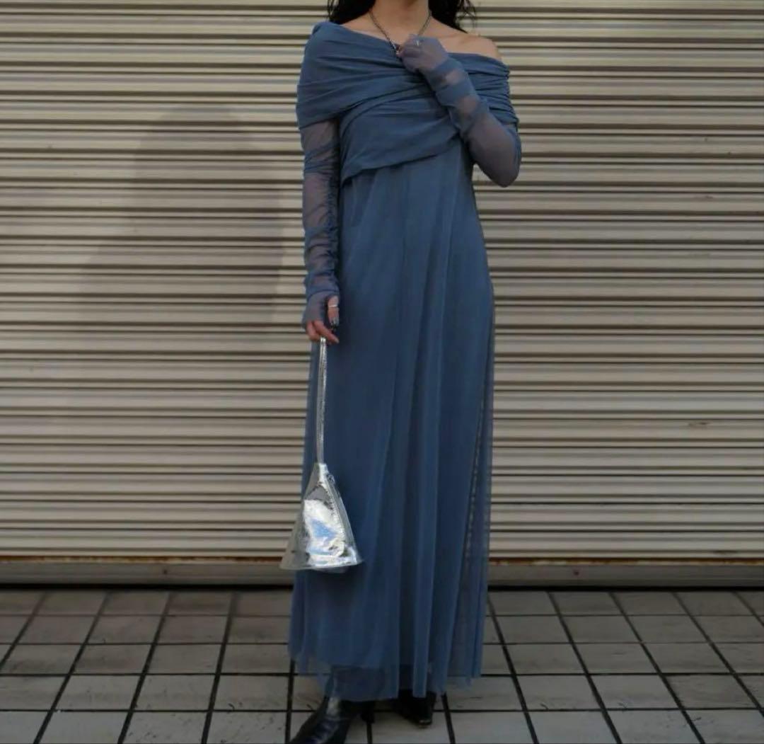 オフショルダーチュールドレス ameri vintage