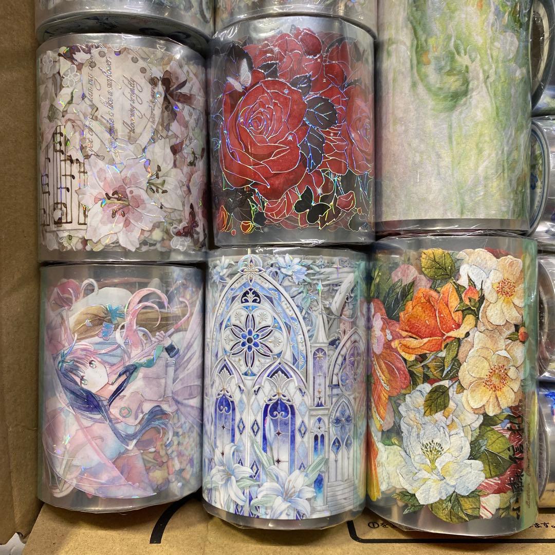 【セール❹】15本巻セット貝殻光PETマスキングテープ　人物/動物/お花/装飾系