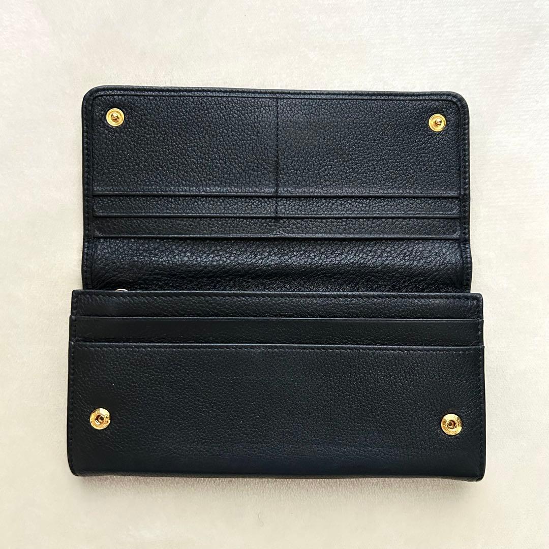 美品 PRADA プラダ 長財布 二つ折り財布 レザー 黒