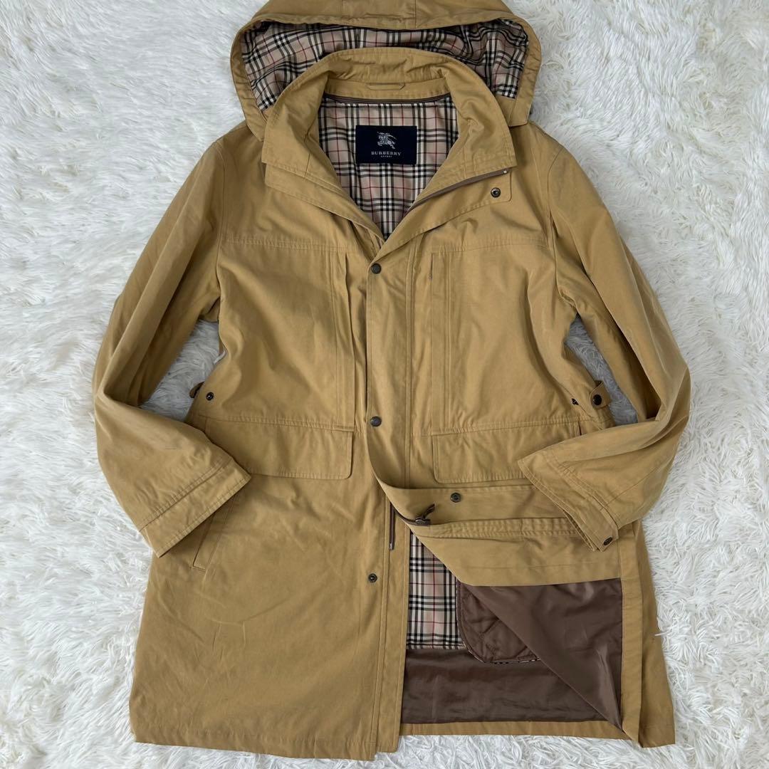 【美品/LL】バーバリーロンドン モッズコート ライナー付 フード ベージュ