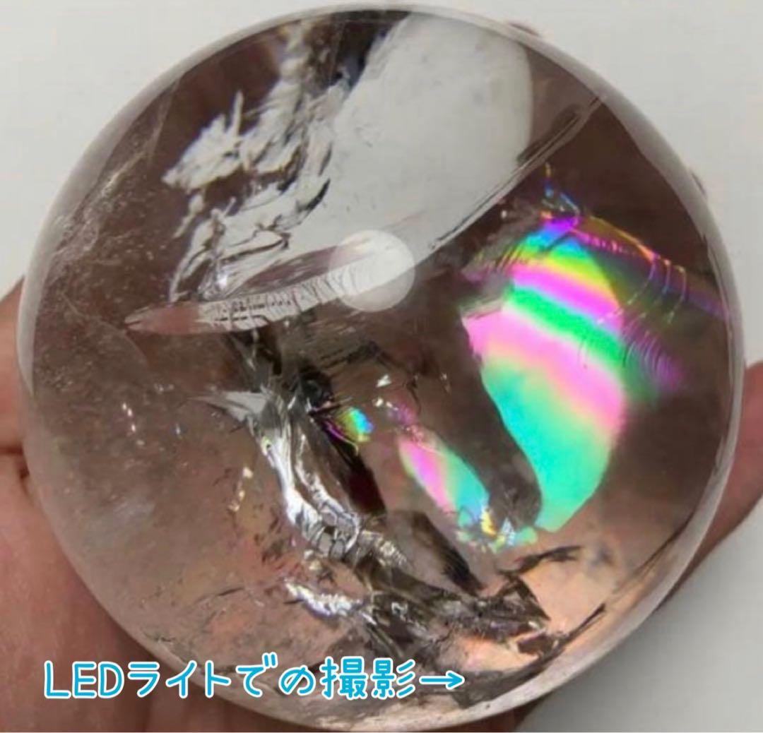 透明度高☆虹が綺麗なアイリスクォーツスフィア・台座付き