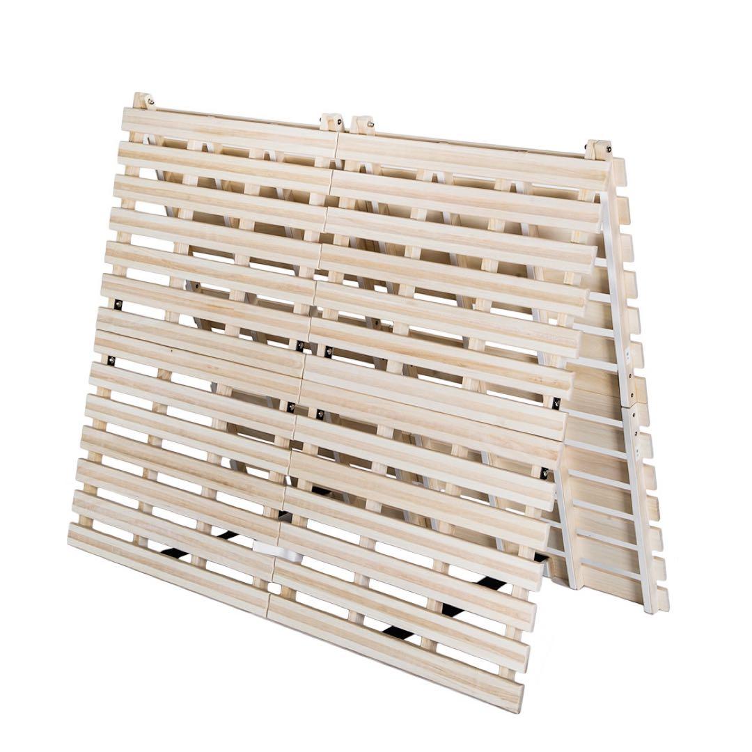 【新品】120cmゼミダブル 折りたたみすのこベッド 天然桐 二つ折りコンパクト