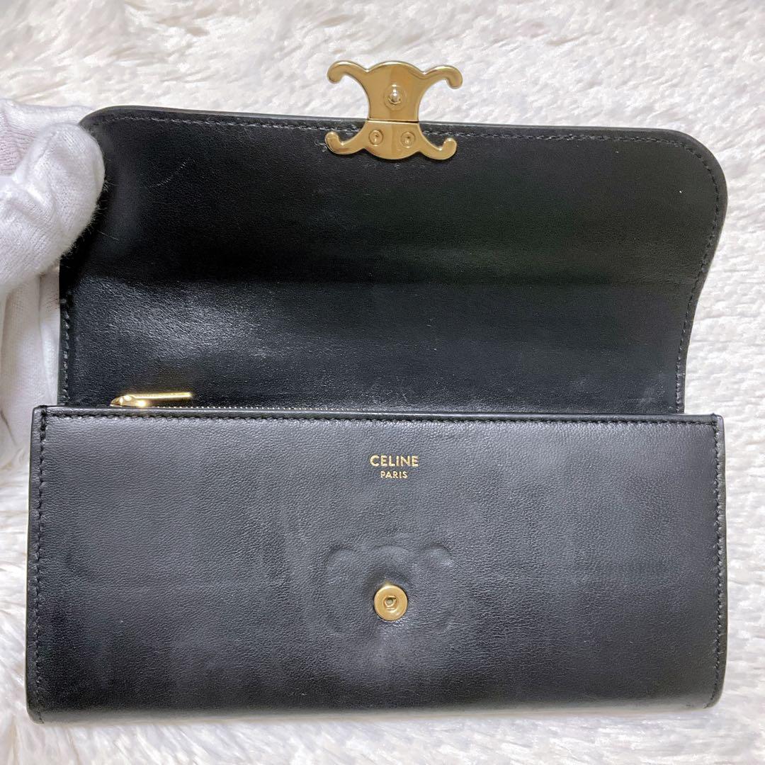付属品完備♡美品♡CELINE セリーヌ トリオンフ 長財布 ブラック フラップ