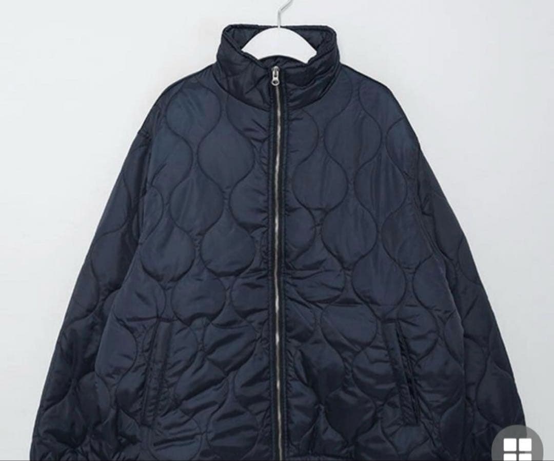 nuguネイビー キルティングナイロンジャケット hoop