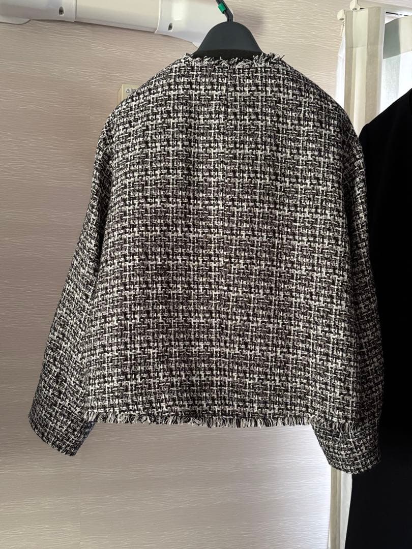 【新品】【VERYコラボ 】ファンシーツイード ジャケット　ブラック×ホワイト