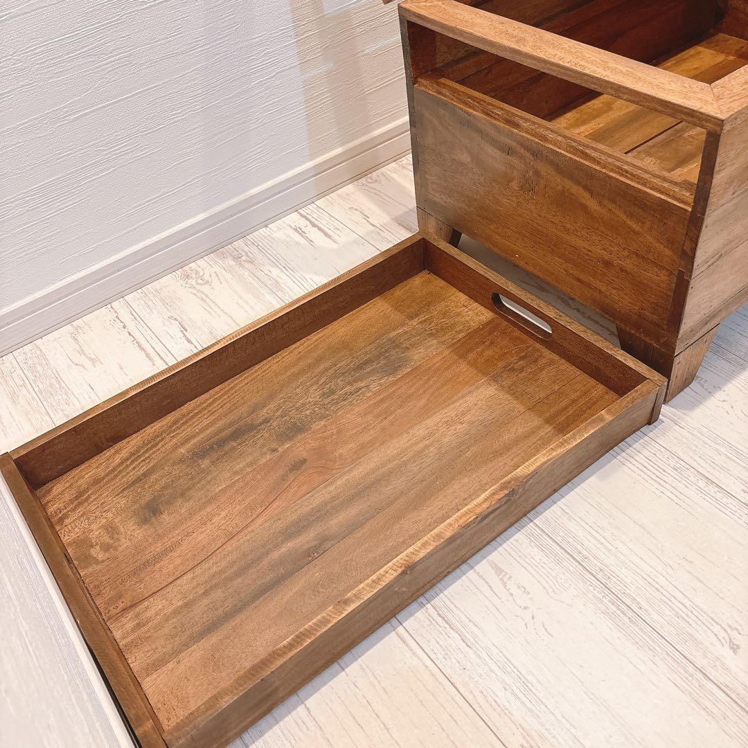 木製テーブル アクセサリーケース ディスプレイ ガラス蓋つき ガラス天板