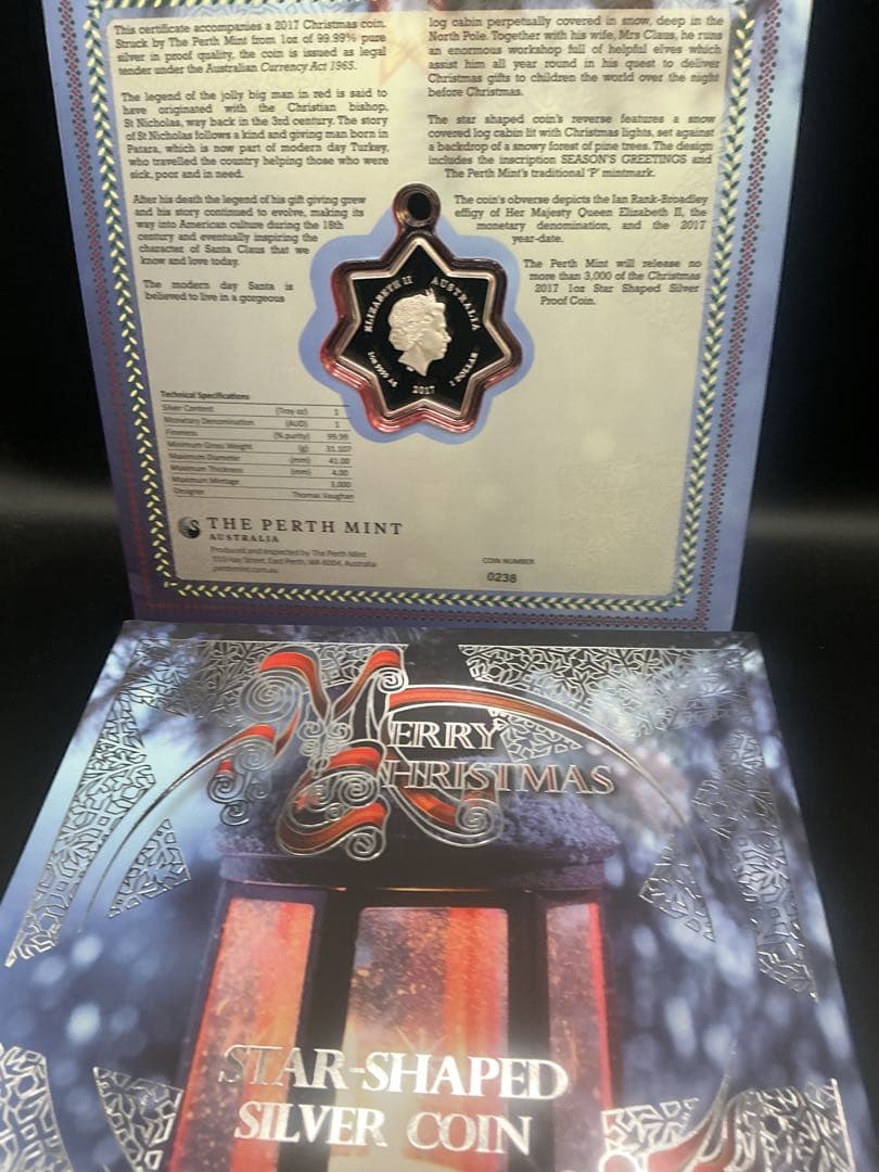 2017年　STAR SHAPED CHRISTMAS 1oz銀貨