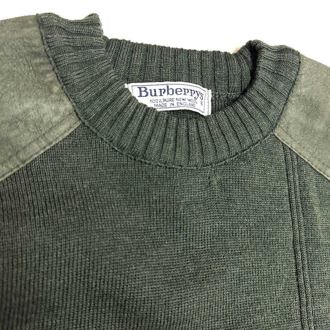 Burberrys バーバリーズ エルボーパッチ ウールニット M 英国製