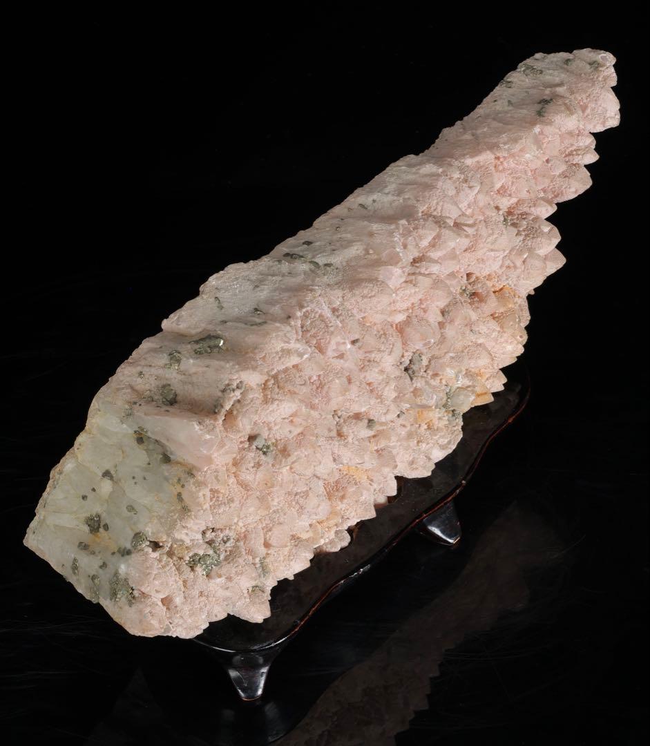 国産 菱マンガン鉱 インカローズ 黄鉄鉱 天然石 5kg 台座付 鉱物 鑑賞石