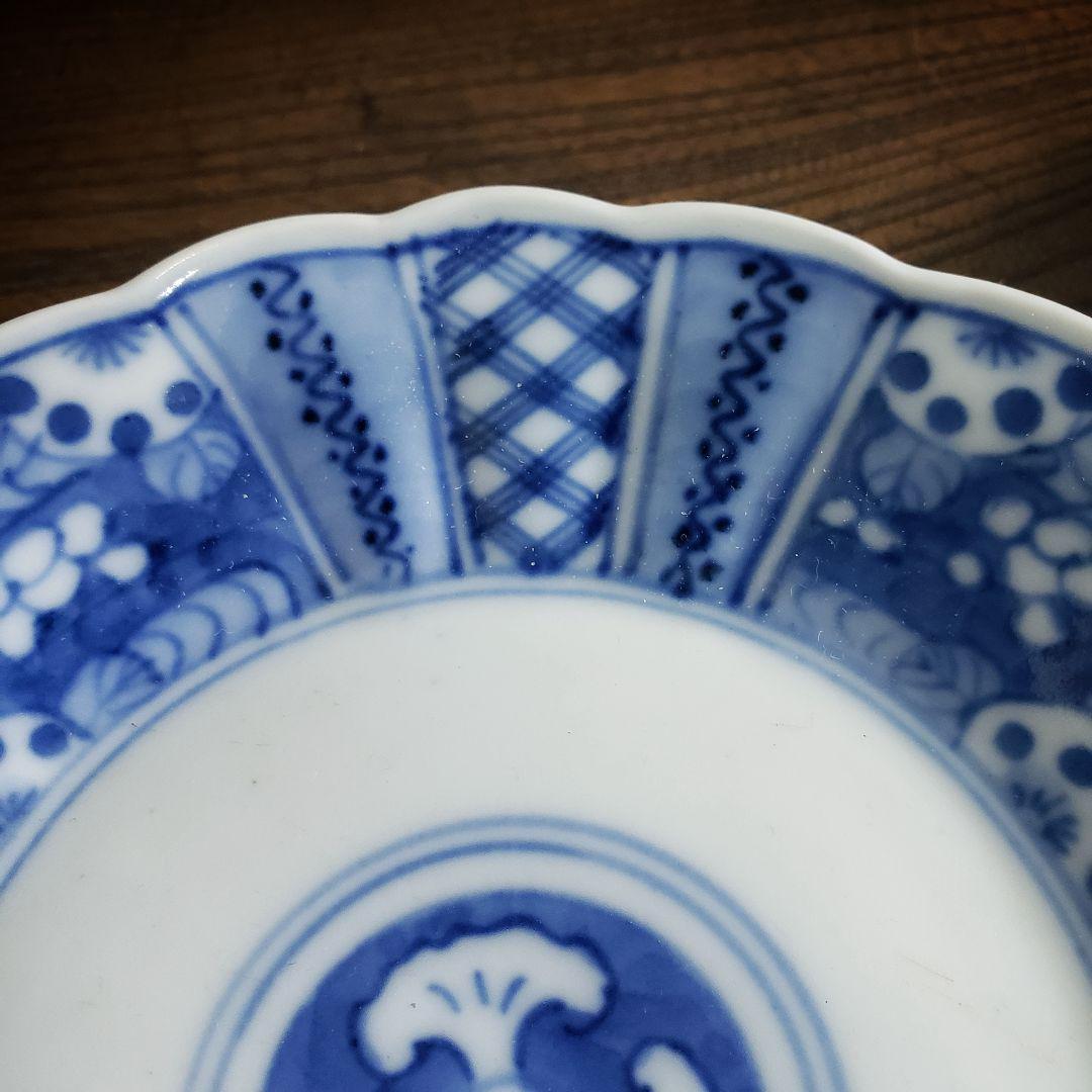 皿 2枚 染付 芙蓉手 明治 大正 銘 イ号