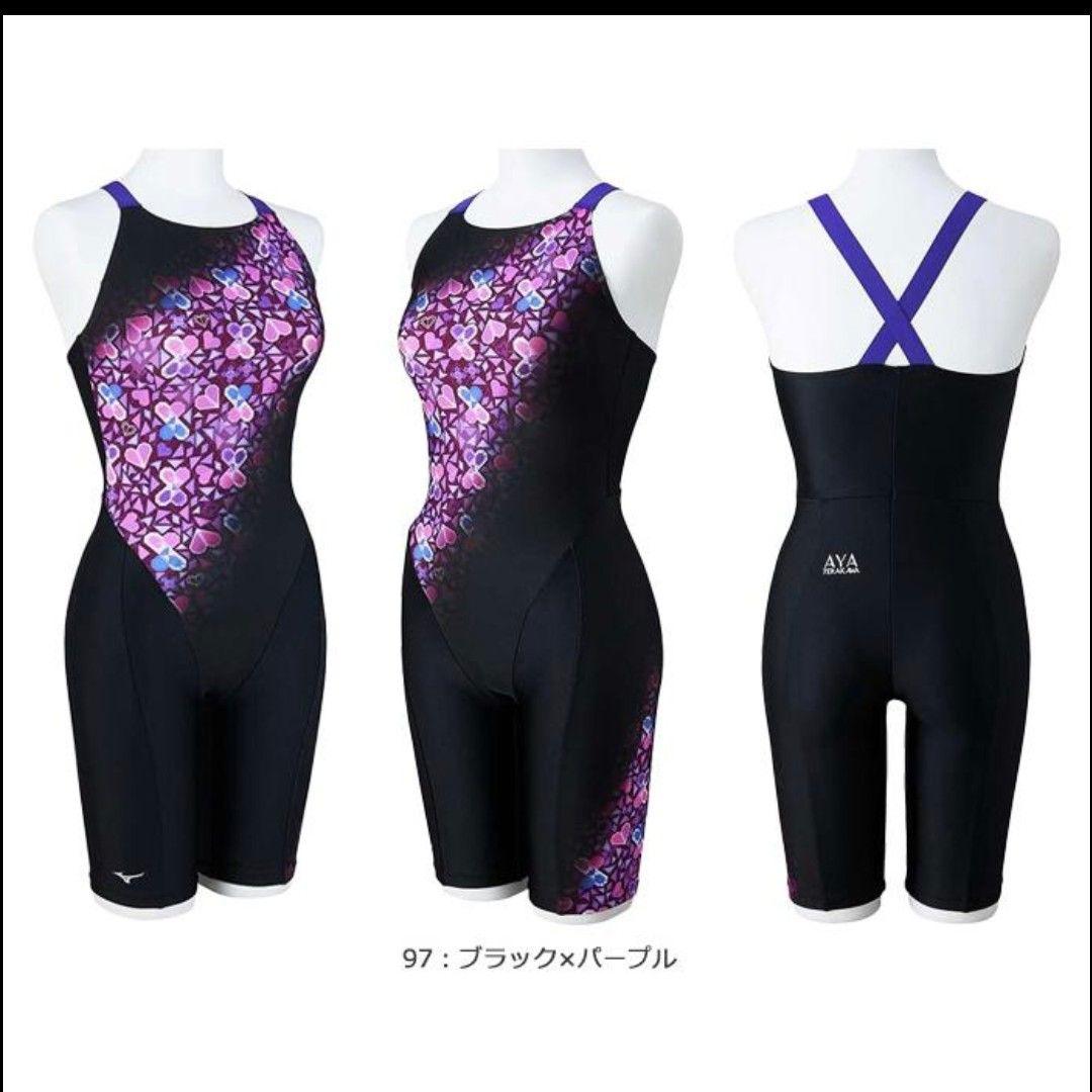 M 新品 MIZUNO 寺川綾 StrokeONE パッド付 練習水着 紫×黒