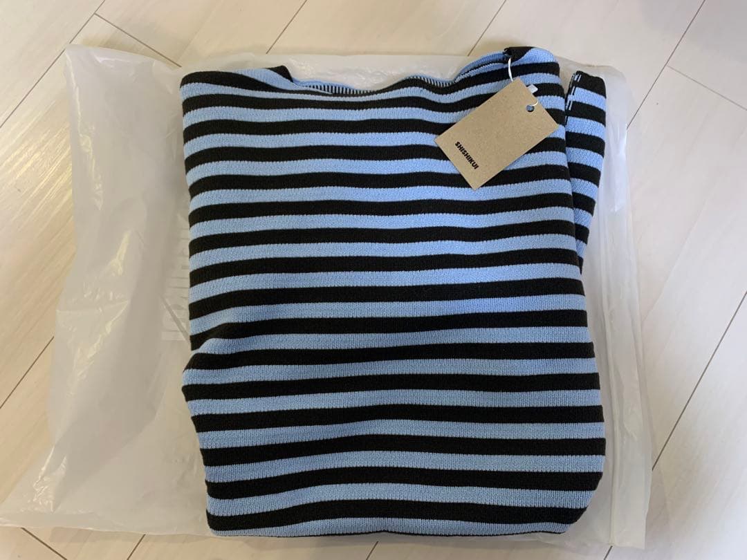 最終値下げSHISHIKUI boda サックス×ブラウン ボーダー長袖