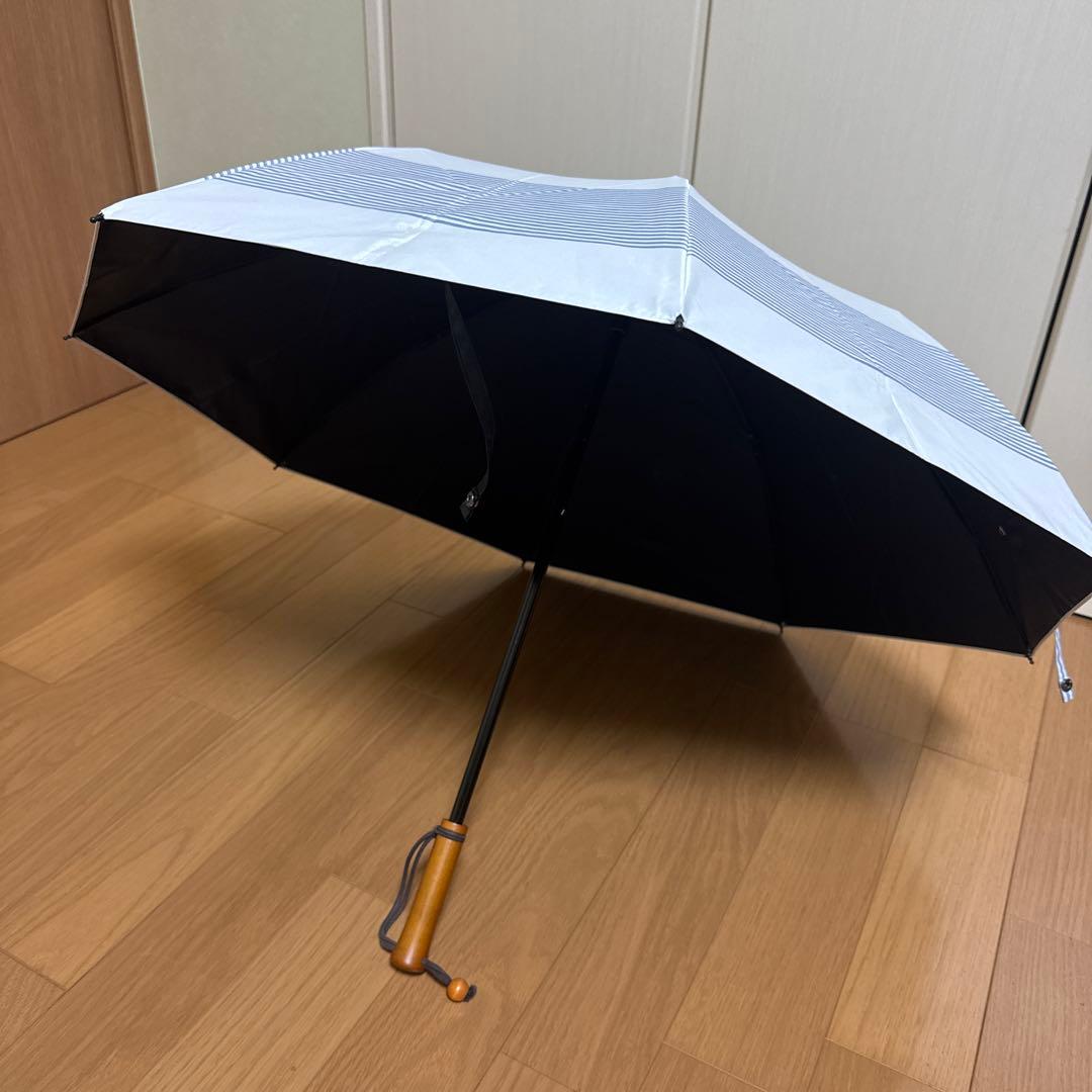 サンバリア100 折りたたみ日傘 2段折り ボーダーブルー