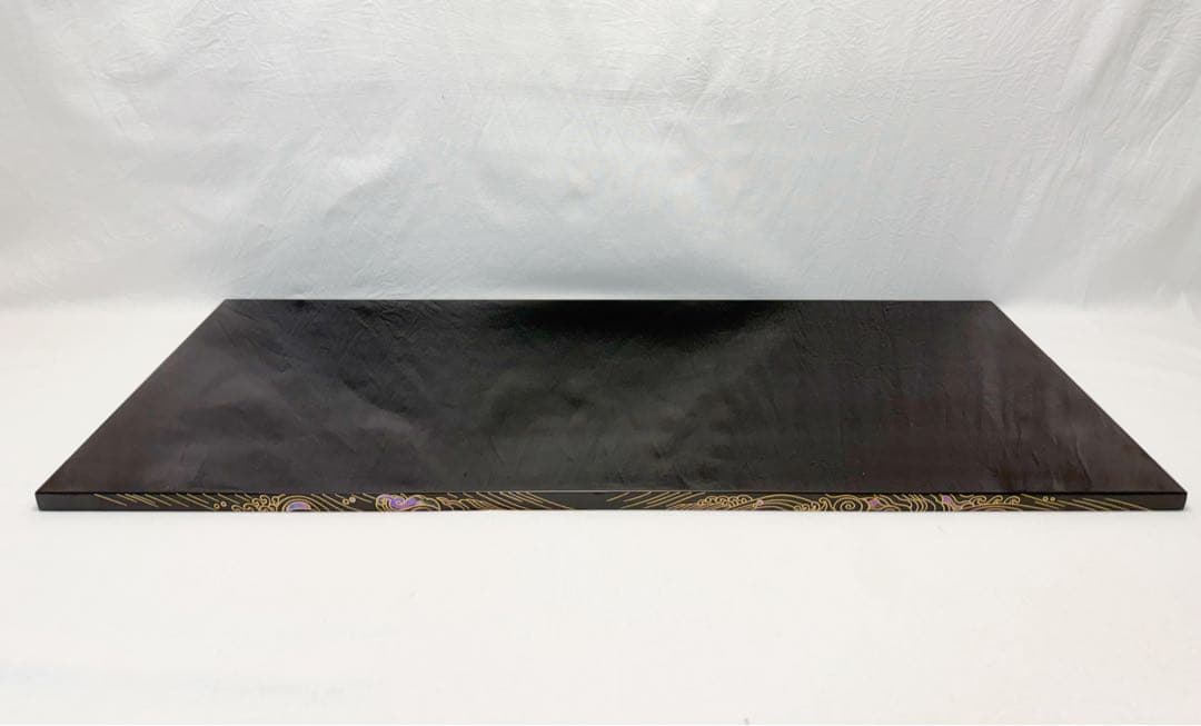 美品 茶道具 輪島塗 青貝荒磯蒔絵 長板 黒真塗 炉用 共箱