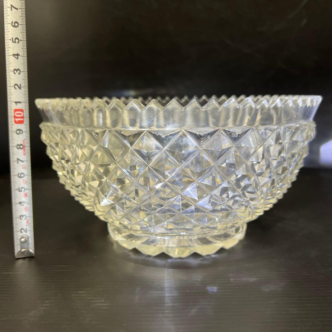 最上手　薩摩切子　初期極上手彫大鉢（鋭いカット）　木箱付　東Y7-1211☆1F