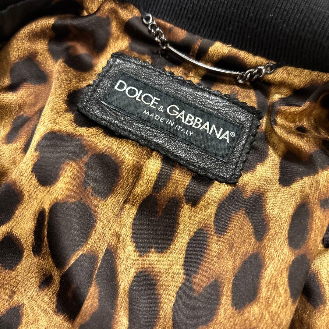 激レア⭐️dolce&gabbana ラムレザー シングルライダース　レオパード