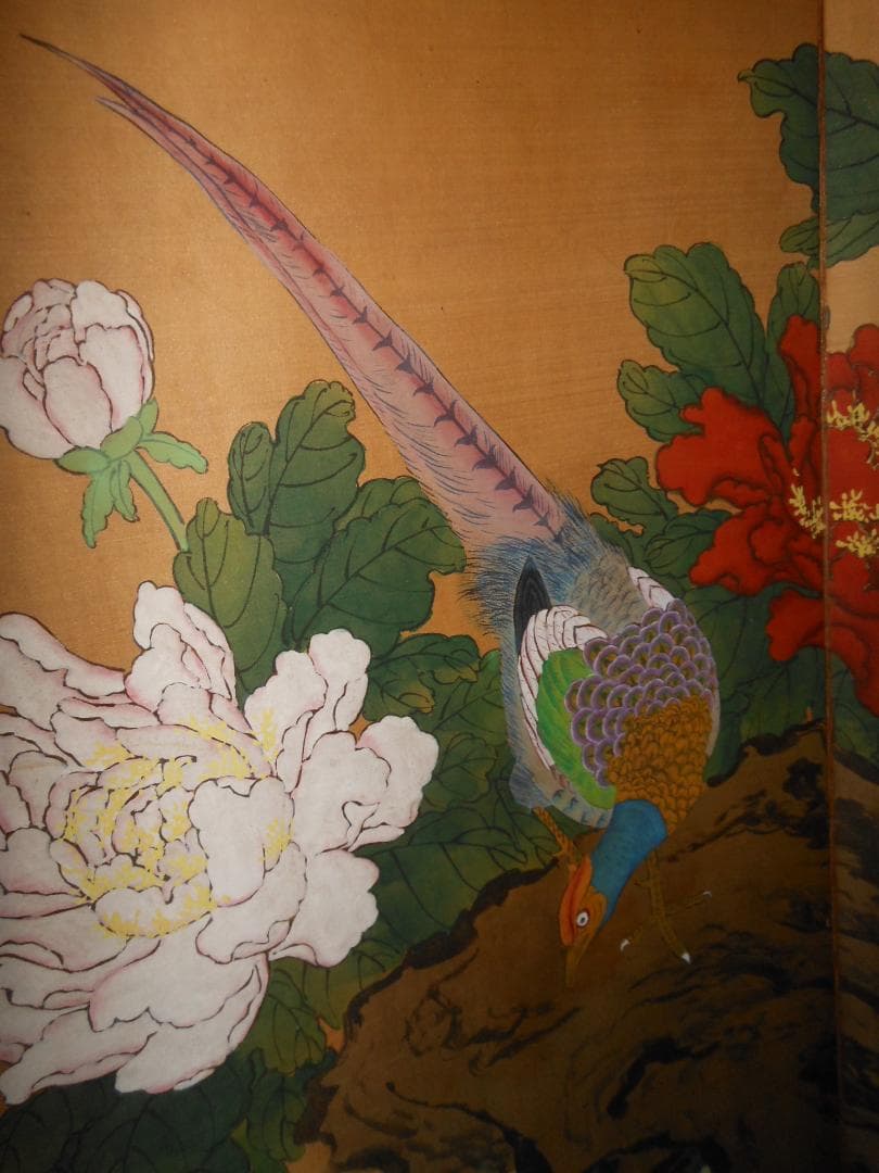 しじみん　屏風　中国絵画？　幅140㎝　高さ89㎝　(348)