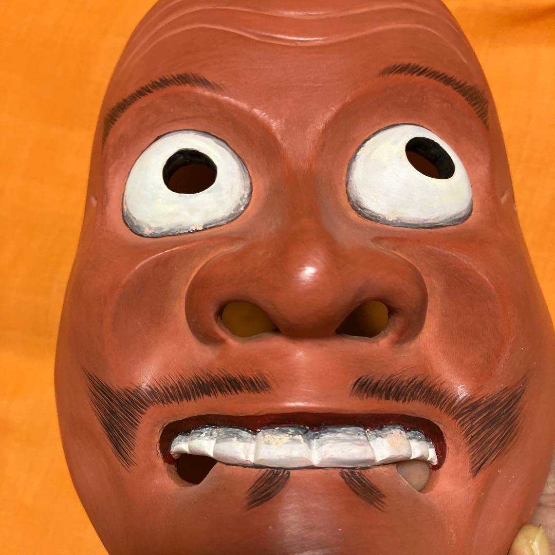 美品　能面　とびで　木彫り　手彫り