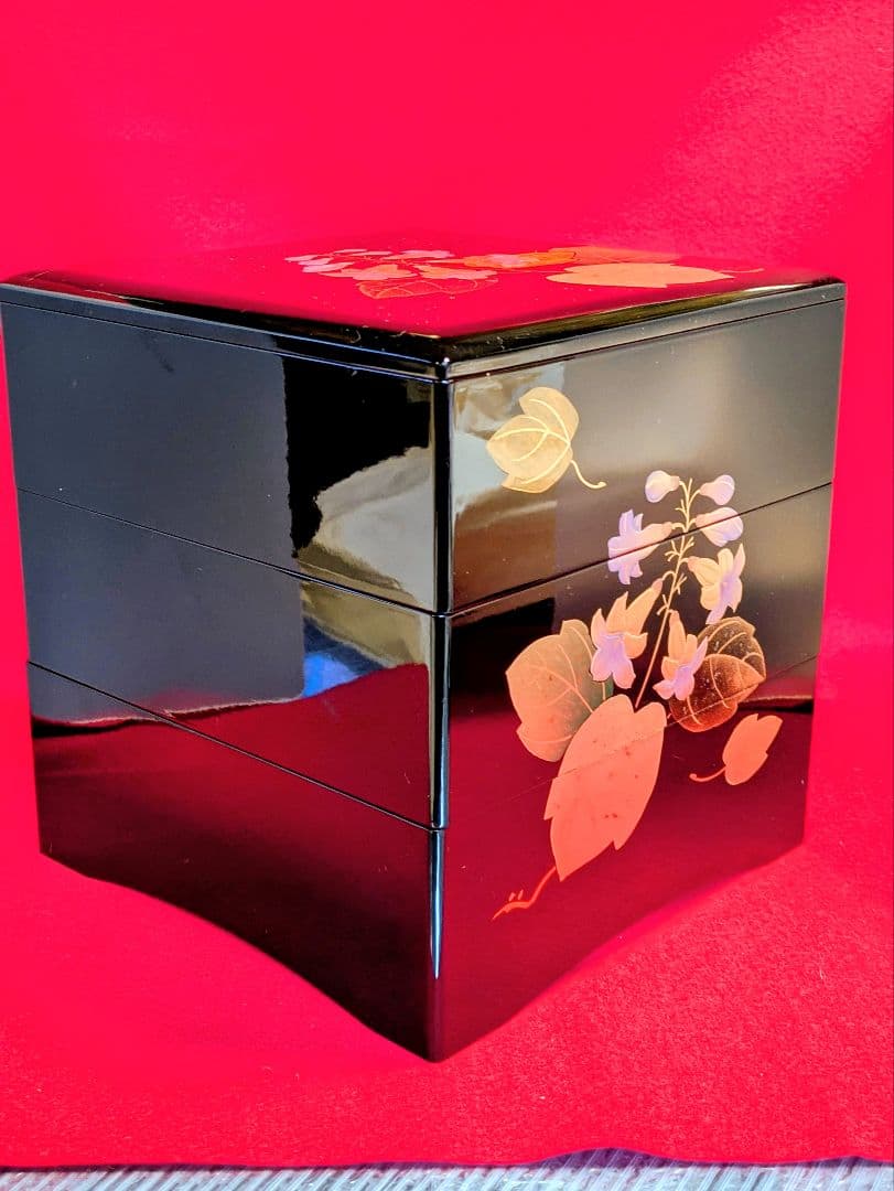 重箱/福島県 伝統工芸品 会津塗三段重/天然木 三段 重箱