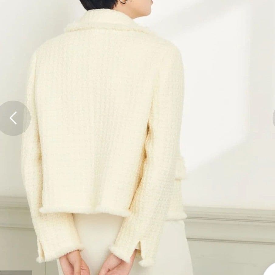 タグ付未使用◆ノーリーズ◆ツィードジャケット フリンジ セットアップ可 白