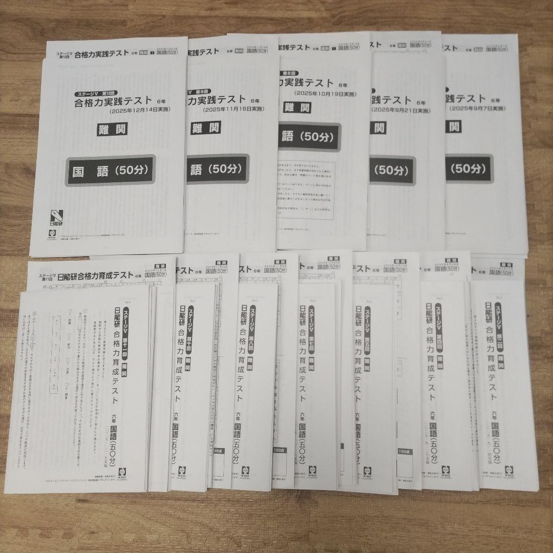 【最新·未使用】日能研6年 合格力育成·合格力実践テスト後期フルセット全12回