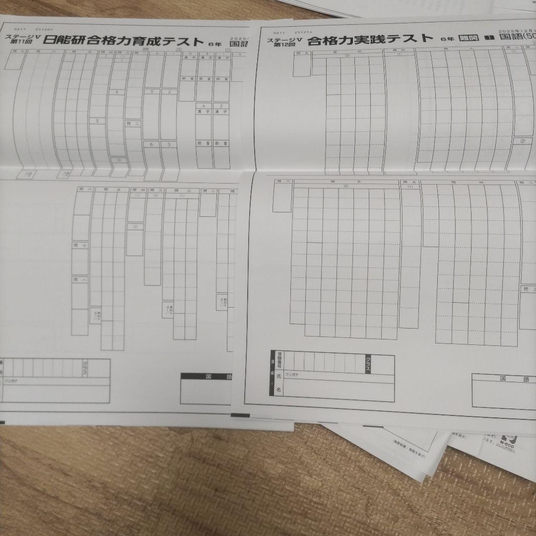 【最新·未使用】日能研6年 合格力育成·合格力実践テスト後期フルセット全12回