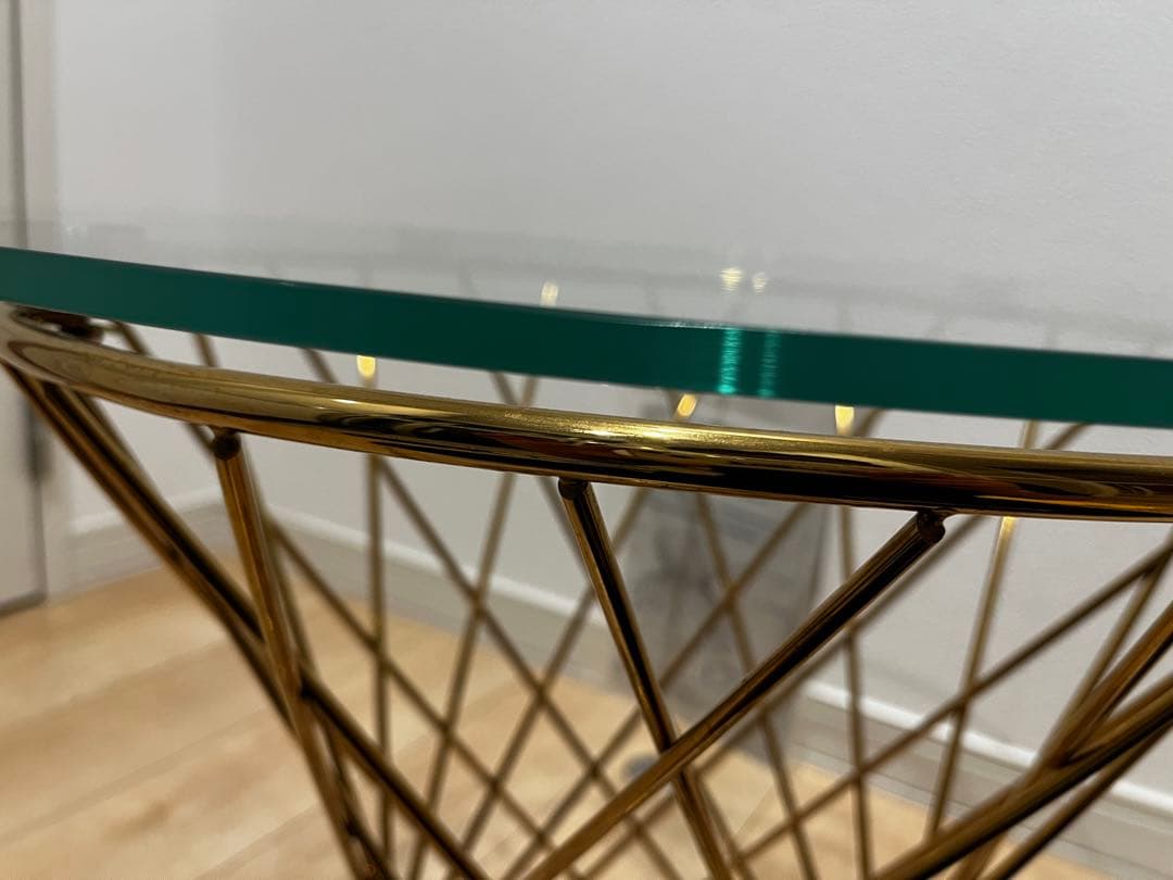 フランフラン　マーリアサイドテーブル　クリア×ゴールド φ500