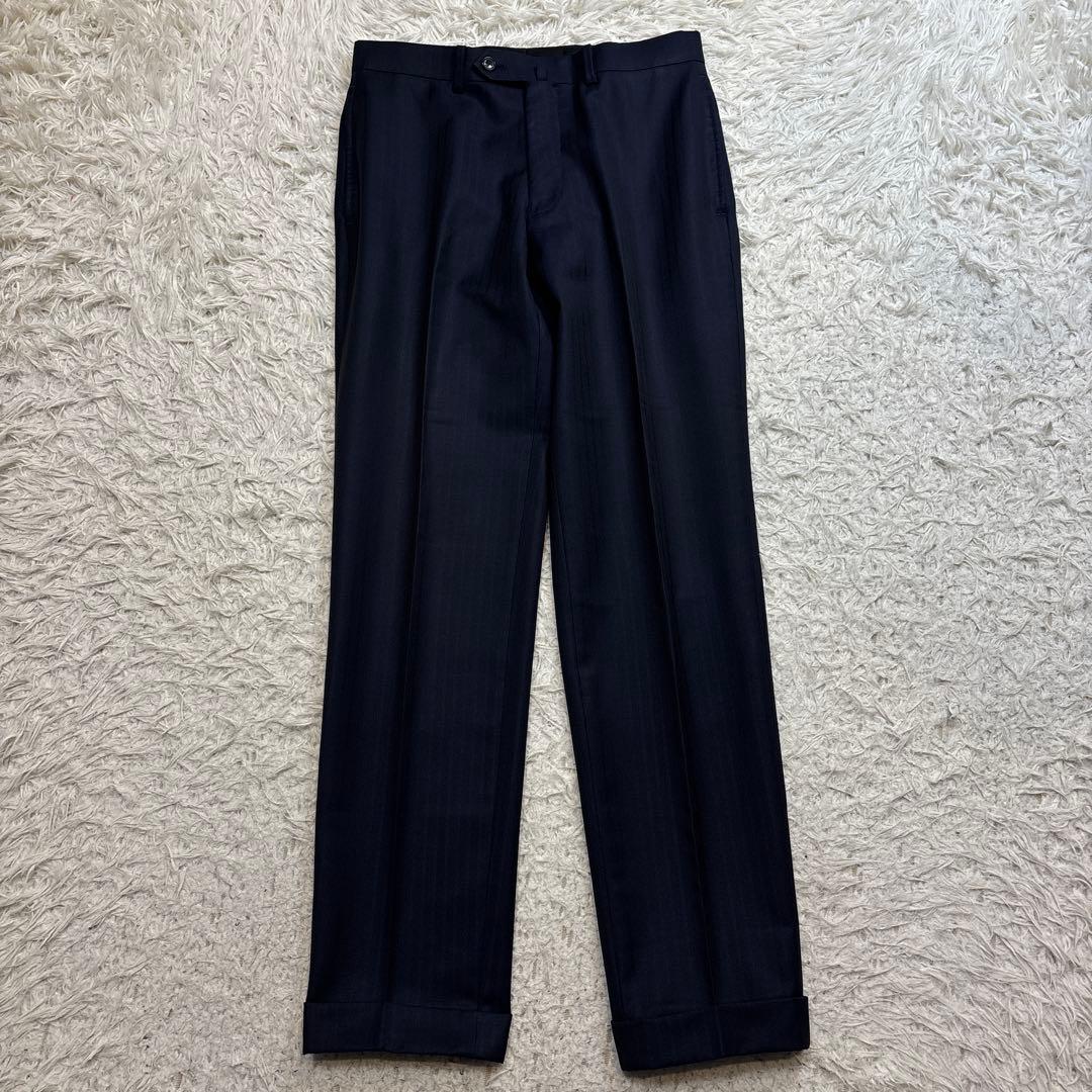 美品☆【ミツミネ】ゼニア生地　エレクタ　段返り　ネイビー　光沢感A4 M