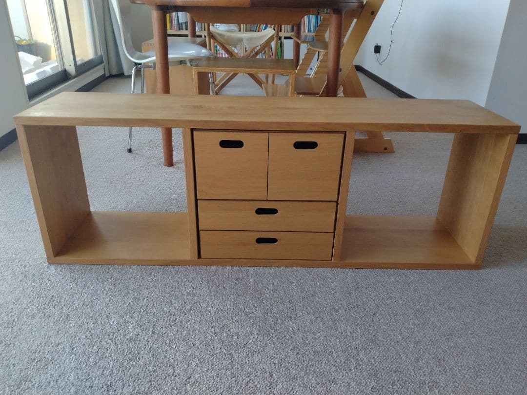 【美品】MUJI無印良品 スタッキングシェルフオーク材3段/チェストハーフ×2