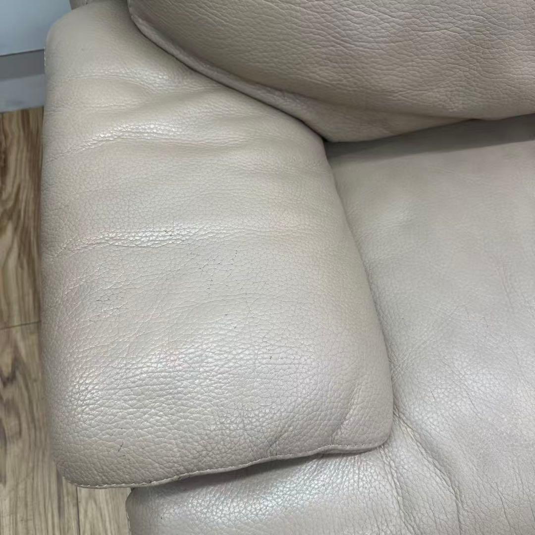 IDC家具　三人掛け本革ソファー　ベージュ