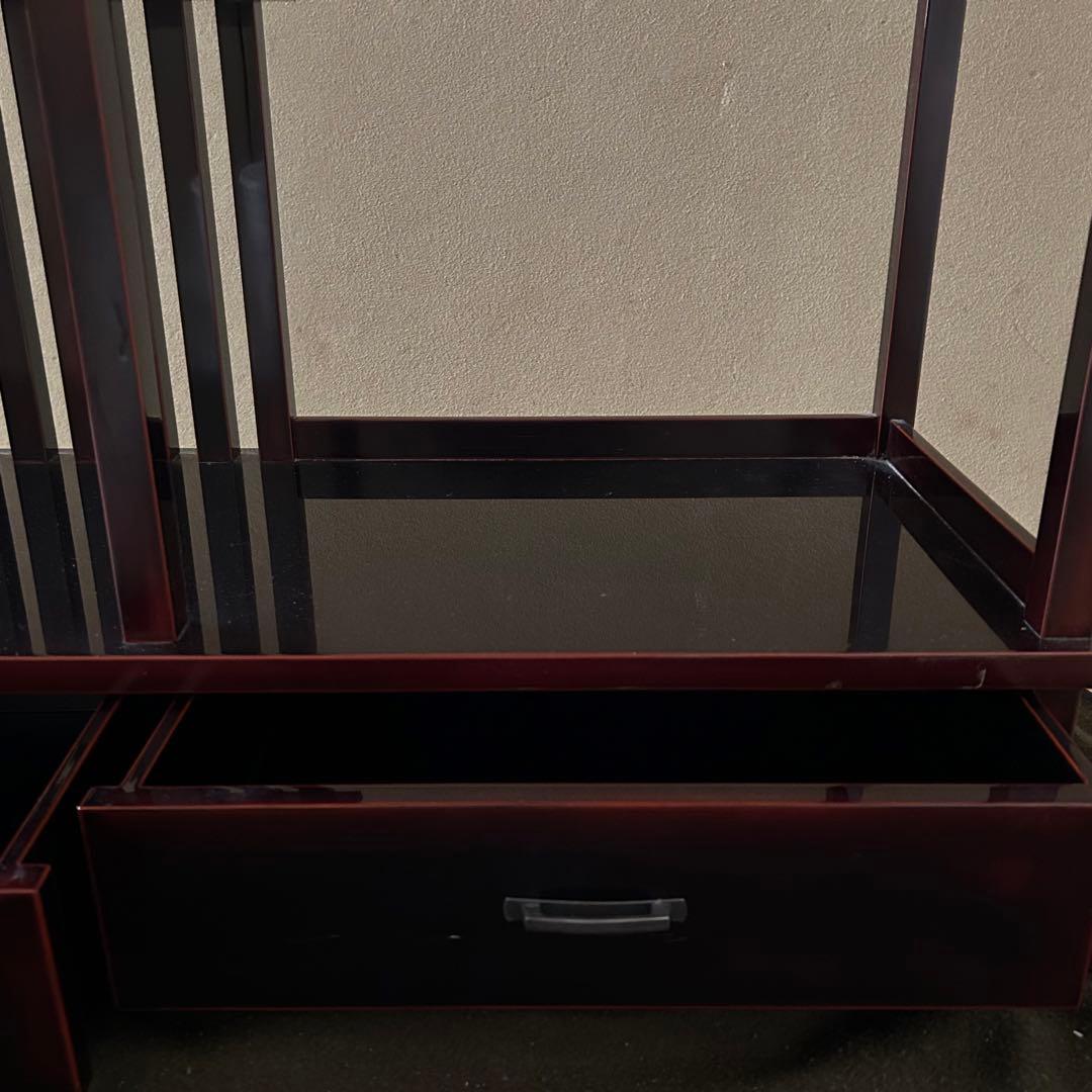 本漆　輪島塗　茶箪笥　モダンなデザイン　ワインレッド