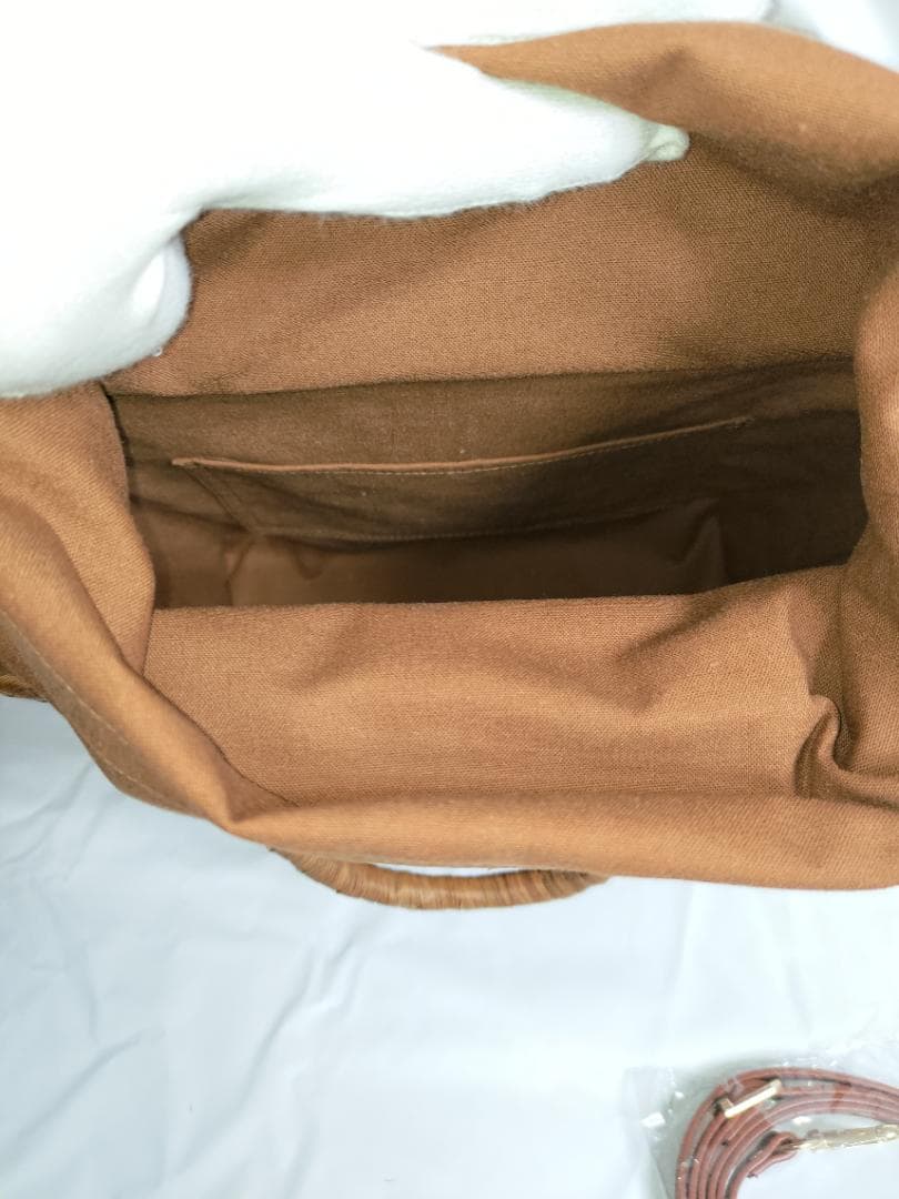 山葡萄かごバッグ 透かし波編み　手作り①